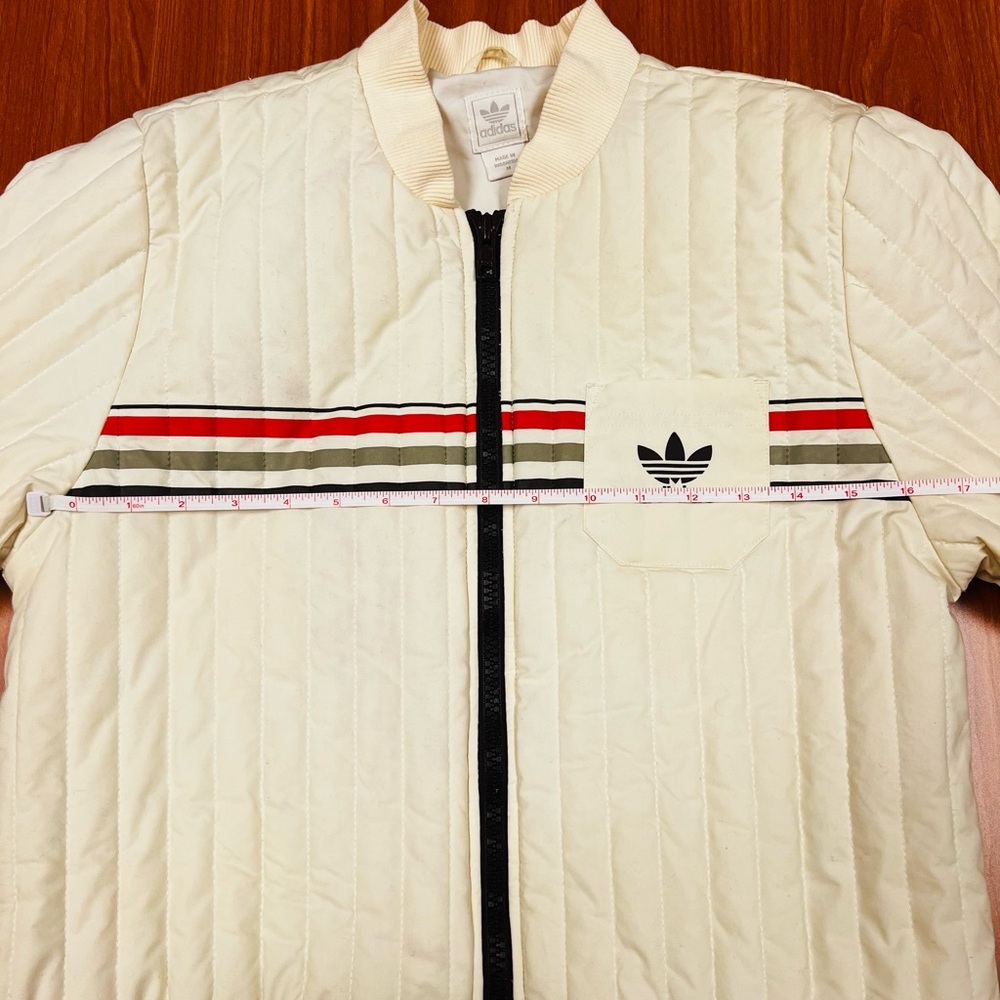 adidas Off-White Quilted/Puffer Jacket with Stripes